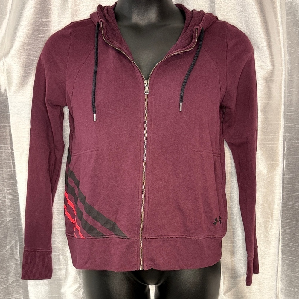 Under Armour Raisin Red French Terry Hoodie Full Zip Pockets Women’s Medium
